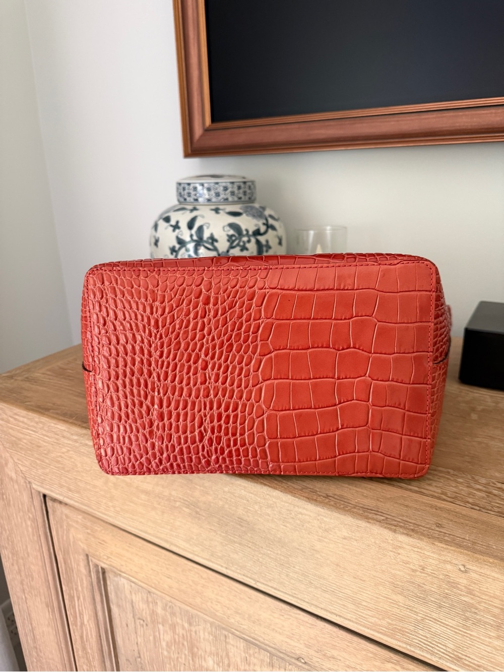 NWOT Longchamp Le Pliage Cuir bag in a croc-embossed orange leather - Picture 6 of 10